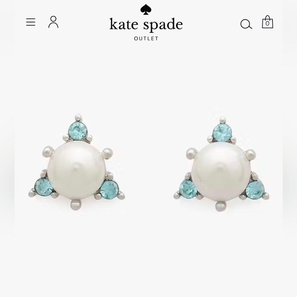 NWT Kate Spade Youre a Gem Pearl and Aqua Earrings